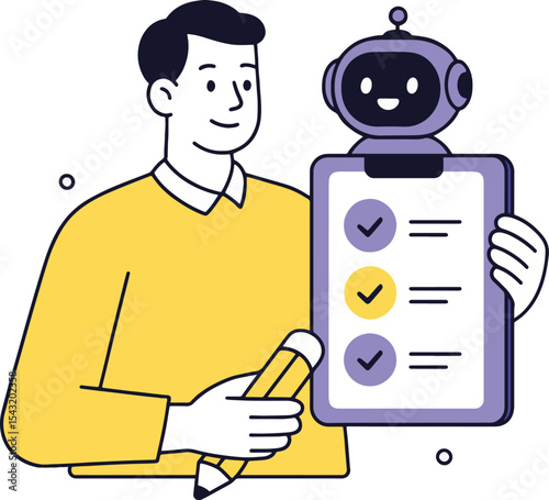 AI Assistant Helping with Tasks, Isolated Vector Illustration.