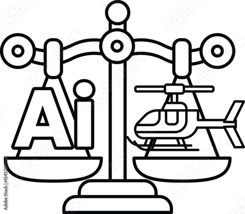 A scale with a helicopter and the letters AI on it