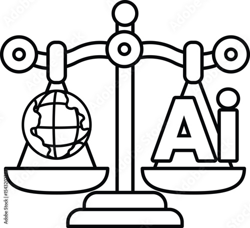 A scale with a globe and the letters AI on it