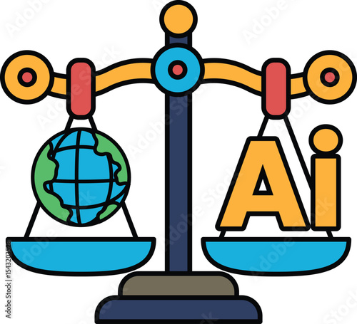 A scale with a globe and the letters AI on it