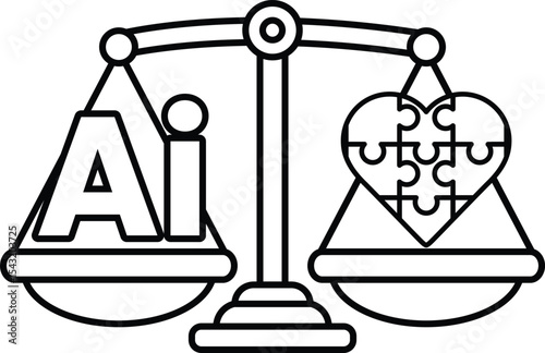 A scale with a heart and the letters AI on it