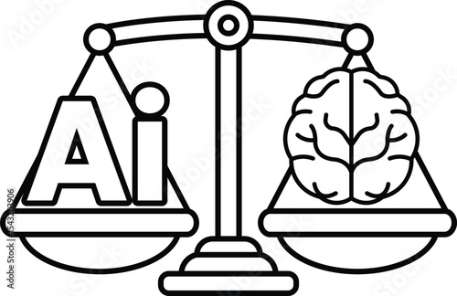 A scale with a brain on one side and the letters AI on the other
