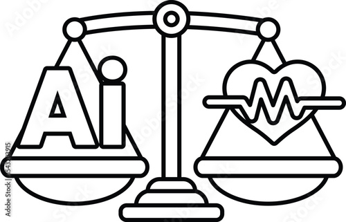 A scale with a heart and the letters AI on it