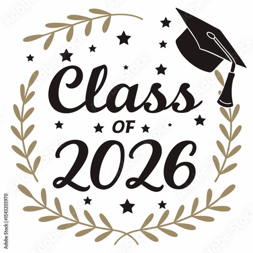 Class of 2026 graduation design stars wreath