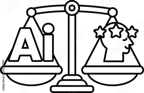 A scale with a head on one side and the letters AI on the other