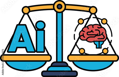 A scale with a brain on one side and the word AI on the other