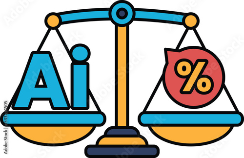 A scale with the word AI on one side and the word percent on the other