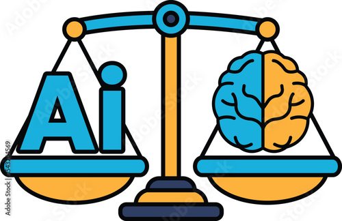 A scale with a brain on one side and the letters AI on the other