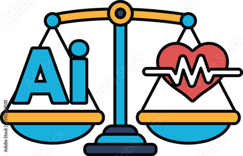 A scale with a heart and the letters AI on it