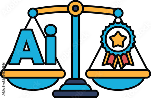 A blue and yellow scale with the letters AI on it