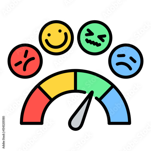 Emotion control flat icon. Represents emotional intelligence, mental health awareness, mood regulation, and psychological balance.