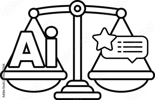 A scale with the letters AI on one side and a star on the other