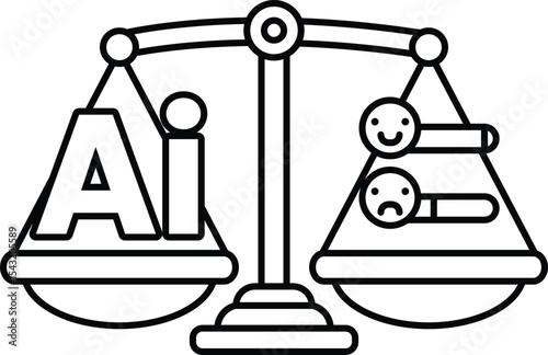A scale with a smiley face on one side and a frowning face on the other