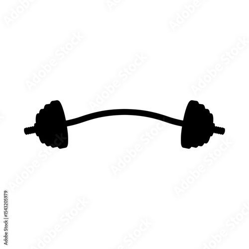 Curved barbell silhouette vector flat illustration design.
