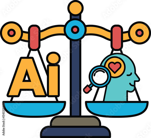 A scale with a head on one side and the letters AI on the other