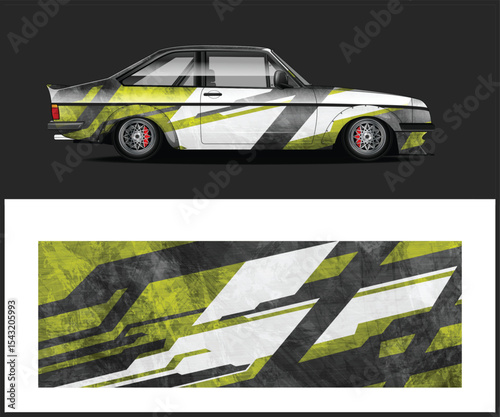 Custom Classic Car with Red and Black Graphic Wrap Design Presentation