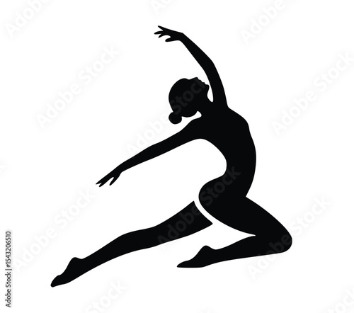 Elegant Ballerina Silhouette Graceful Dance Pose Artistic Black and White Design