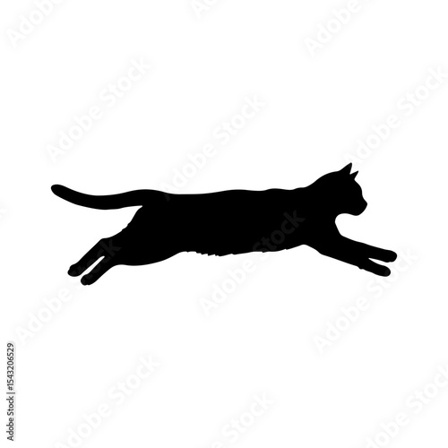 Cat jumping silhouette vector flat illustration design.
