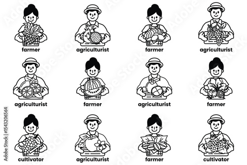 A group of people are holding fruits and vegetables
