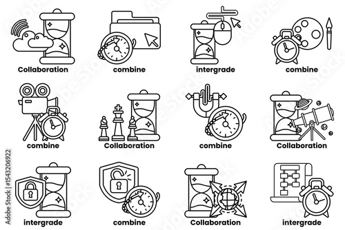 The image is a collection of different clock faces
