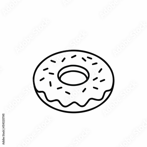 White glazed donut with sprinkles on white background  