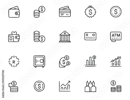 Collection of Essential Business Icons Workflow Management Symbols for Projects and Planning, silhouette