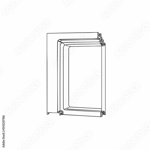 Outline of a closed window frame in minimalist design  