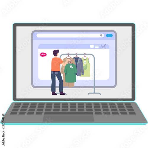 Boy buying cloths in shopping sale Illustration