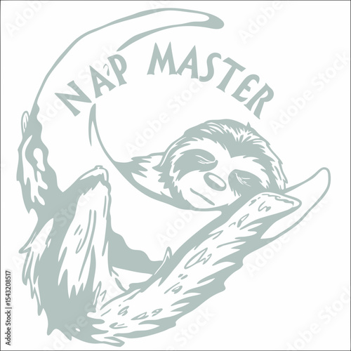 Sleepy sloth nap master illustration cute animal design