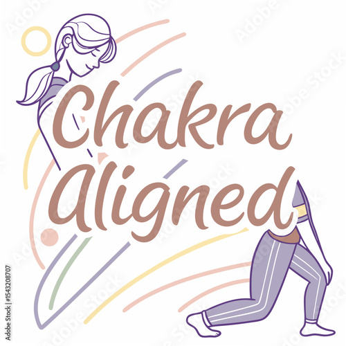 Chakra aligned woman yoga pose illustration transparent background