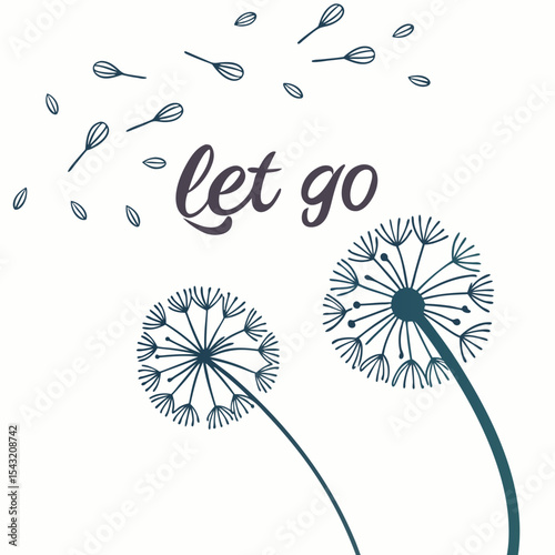 Dandelion seeds let go minimalist nature illustration