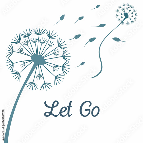 Dandelion seeds floating away let go minimalist design
