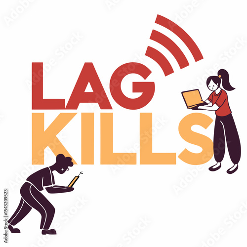 Lag kills internet problems frustrated users mobile laptop design element