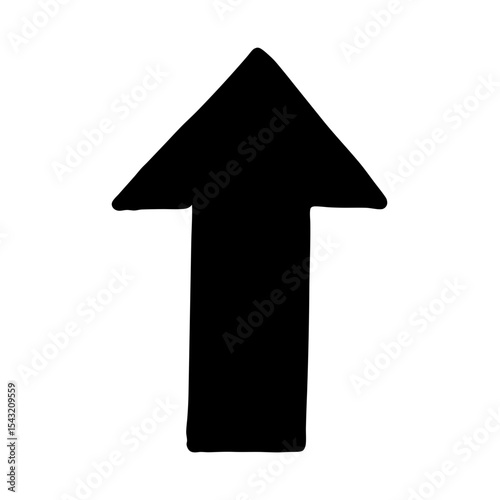 Simple Upward Pointing Arrow with Black Fill on a White Background