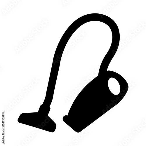 Silhouette of a Vacuum Cleaner with Flexible Hose and Cleaning Head