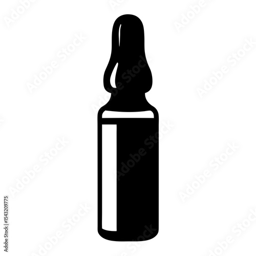 Monochrome vector illustration of a medication ampule with a narrow neck