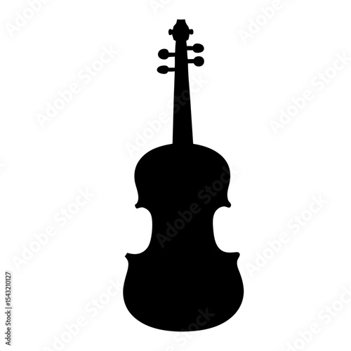 Silhouette of a Violin Against a White Background, Musical Instrument