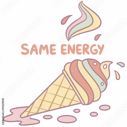 Melted ice cream cone same energy summer vibes pastel colors