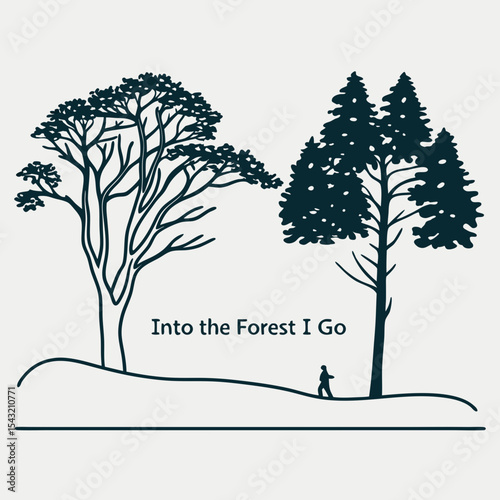 Into the forest i go silhouette trees person walking nature