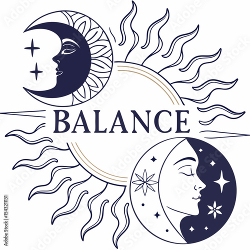 Celestial balance sun moon yin yang harmony spirituality