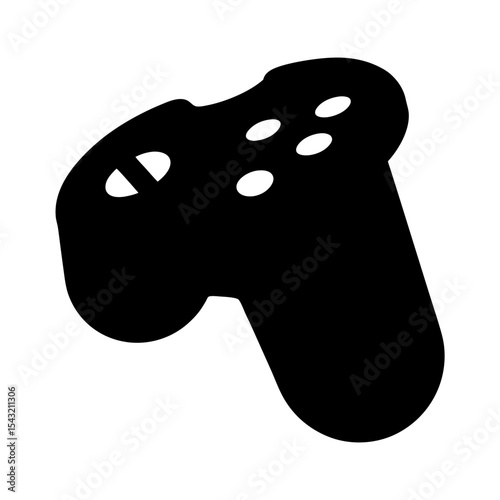 Black silhouette of a video game controller isolated on white background