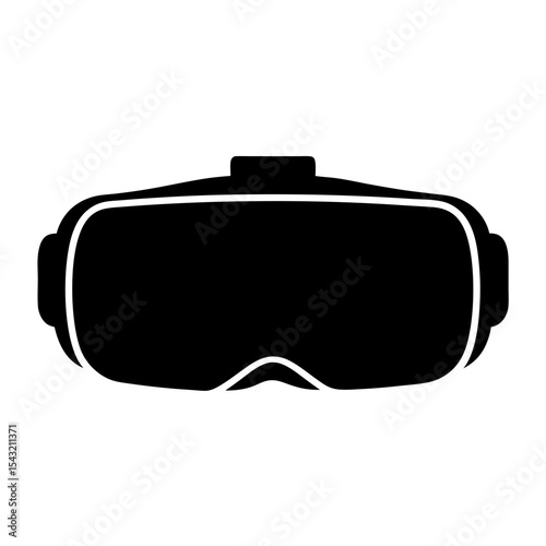 Isolated black virtual reality headset silhouette, immersive gaming technology illustration vector