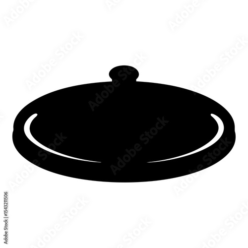 Black Silhouette of a Traditional Tajine Dish with Lid, on White