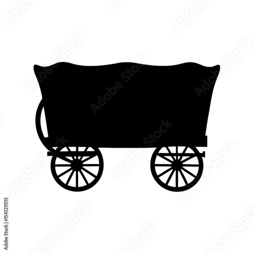 A Silhouette of a Covered Wagon, Representing Pioneers and Western Expansion