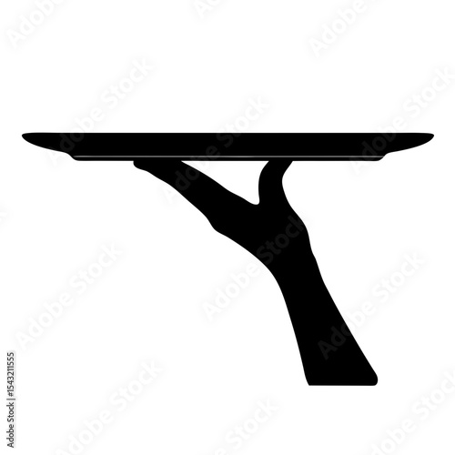 Silhouette of a Waiter's Hand Holding an Empty Serving Tray Illustration