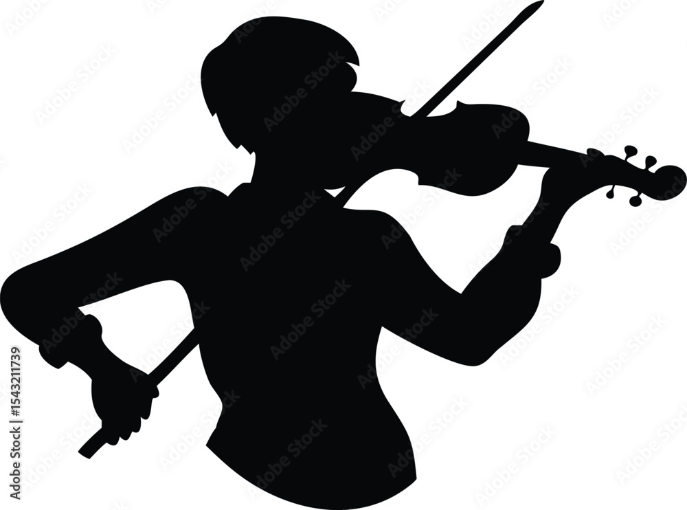 Obraz premium Black Silhouette Violinist Playing Illustration...