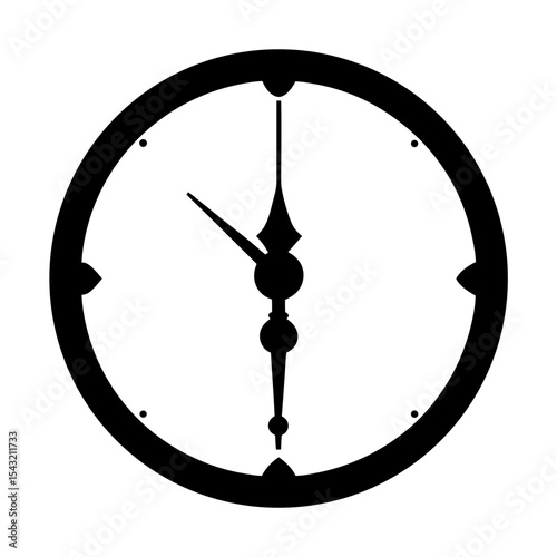Stylized Clock Face Indicating Half Past Ten in Monochrome Image