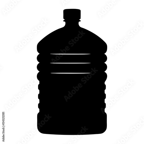 Black silhouette of a large ribbed plastic bottle for purified water