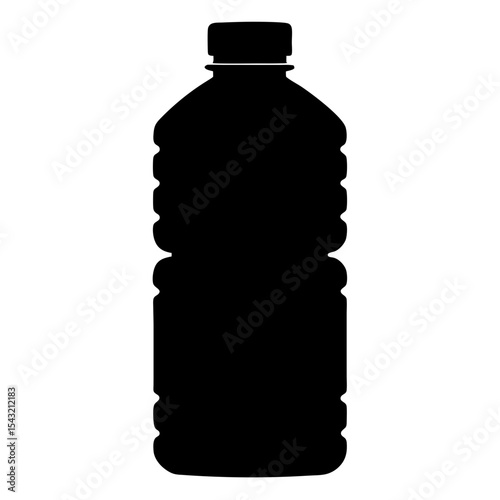 Silhouette of a plastic water bottle isolated on a white background