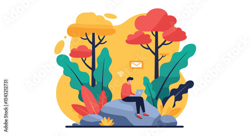 Working Outdoors Benefits Productivity and Creative Thinking In Nature Environment Digital Nomad Lifestyle